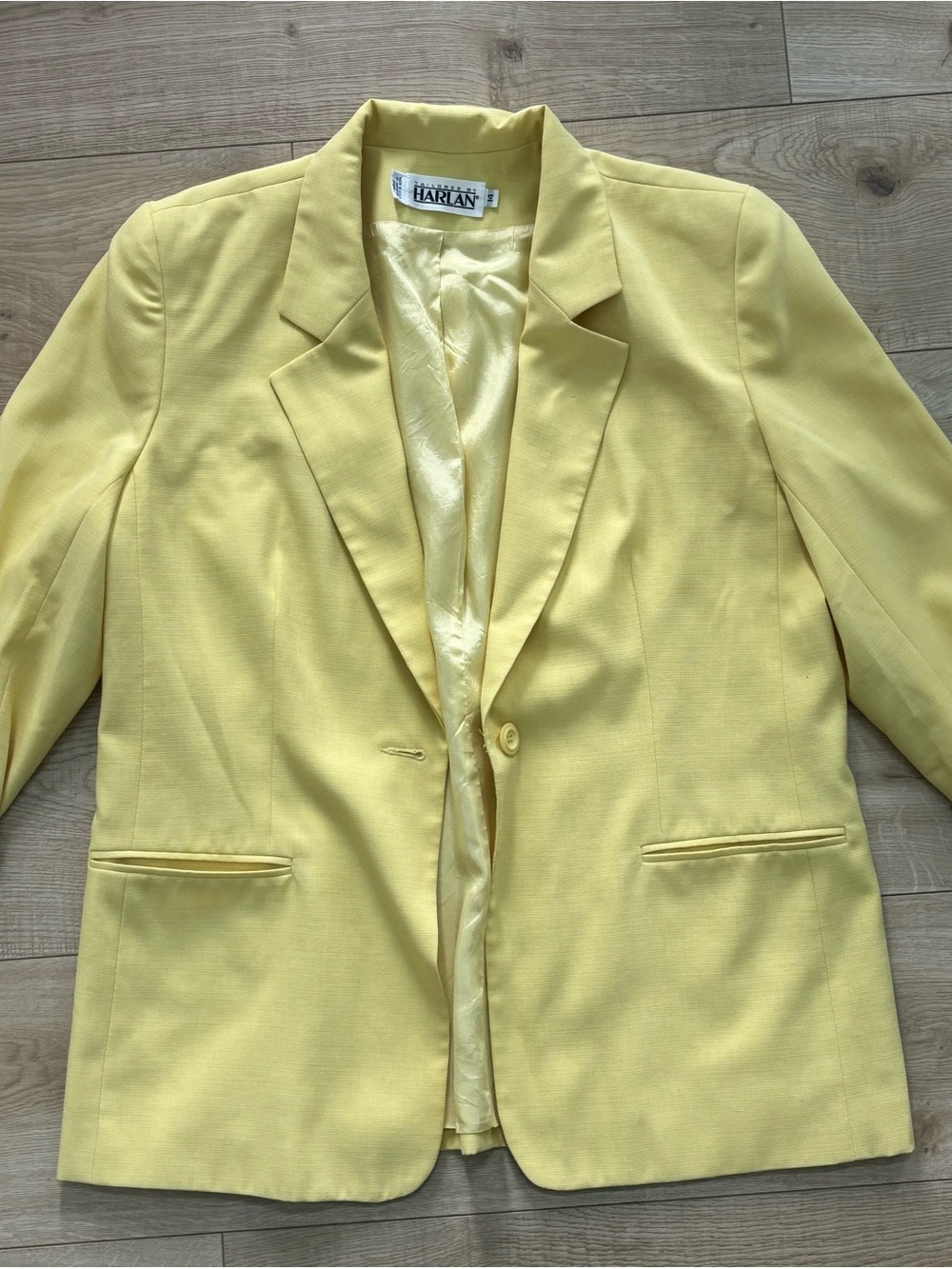 Vintage Yellow Blazer for Women Tailored Blazer Preppy Classic Oversized Blazer